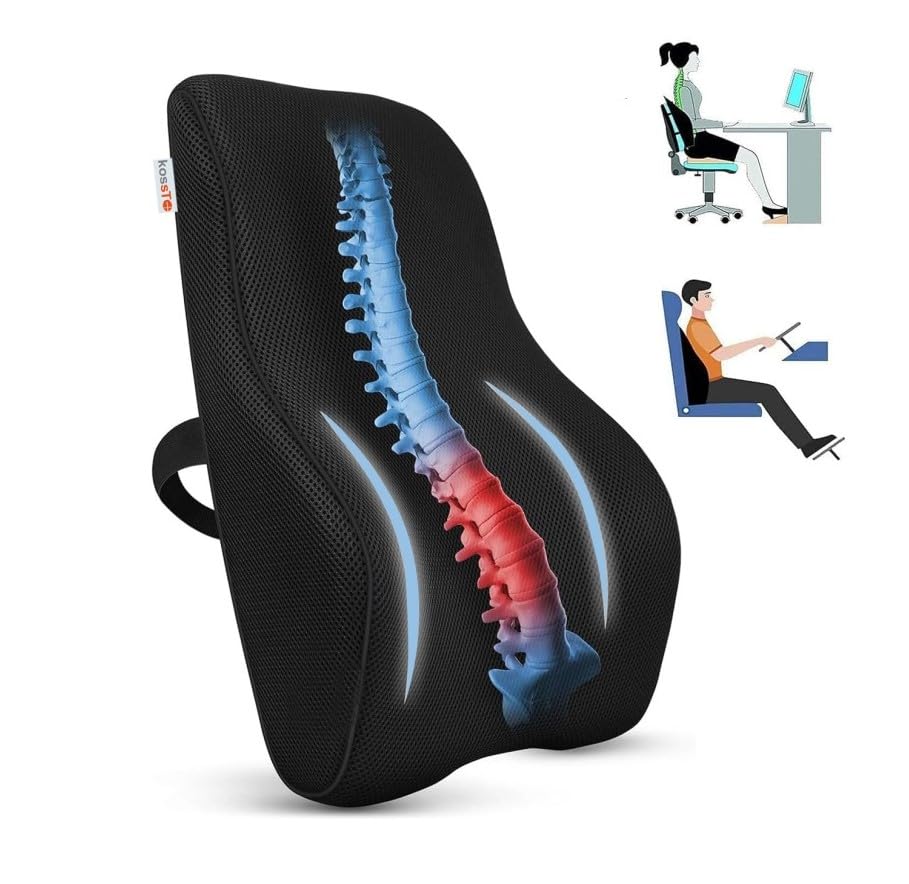 kossto Back Support for Office Chair – Orthopedic Lumbar Back Rest for Back Pain Relief