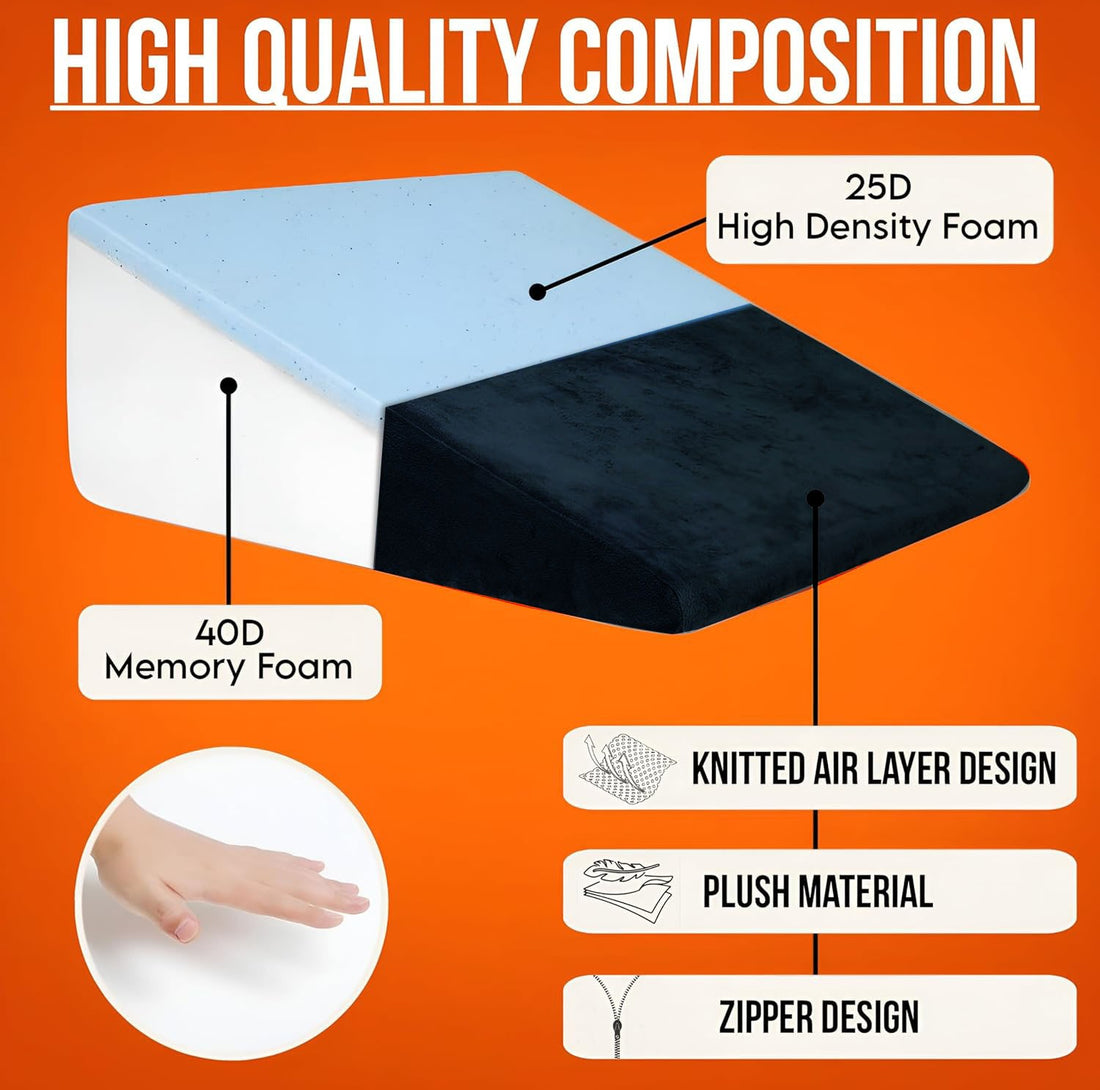 kossto Wedge Cushion | Wedge Pillow Memory Foam for Back Support