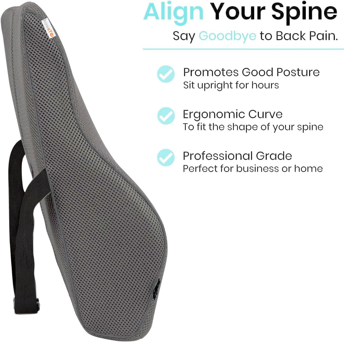 kossto Back Support for Office Chair – Orthopedic Lumbar Back Rest for Back Pain Relief