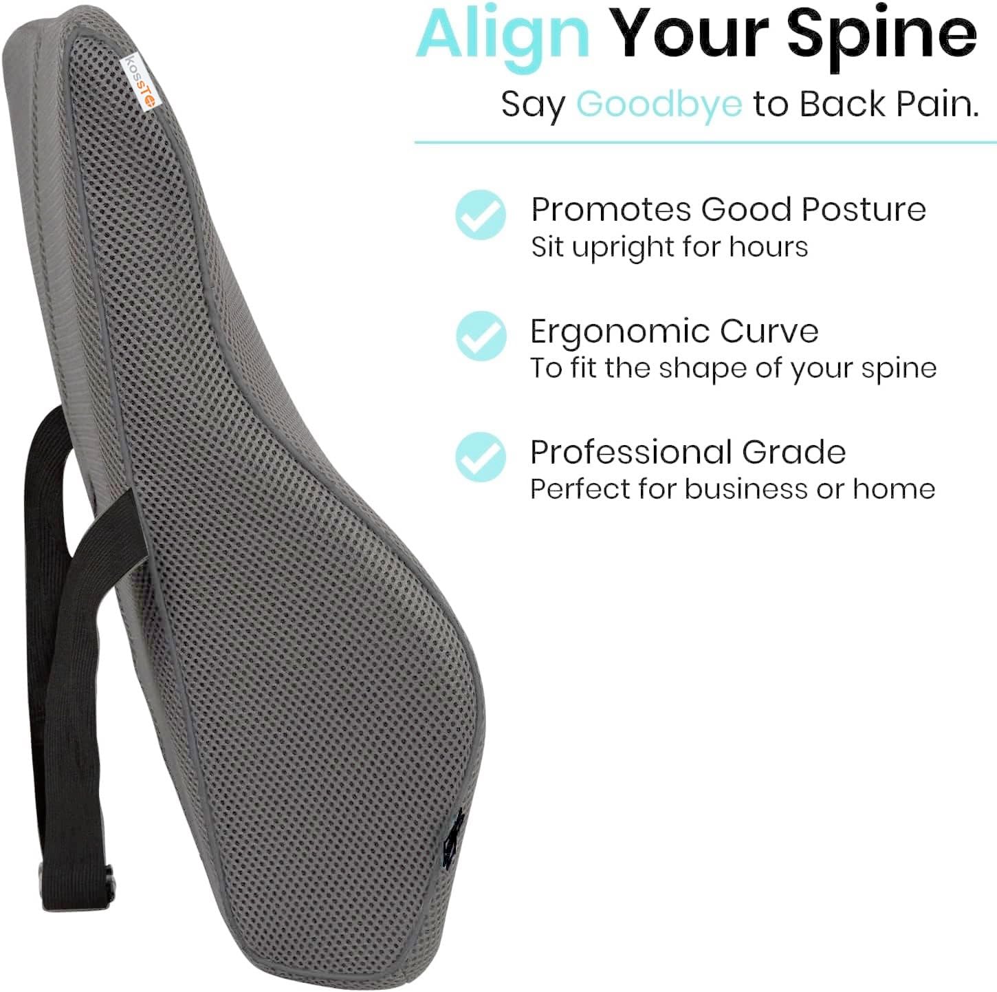 kossto Back Support for Office Chair – Orthopedic Lumbar Back Rest for Back Pain Relief
