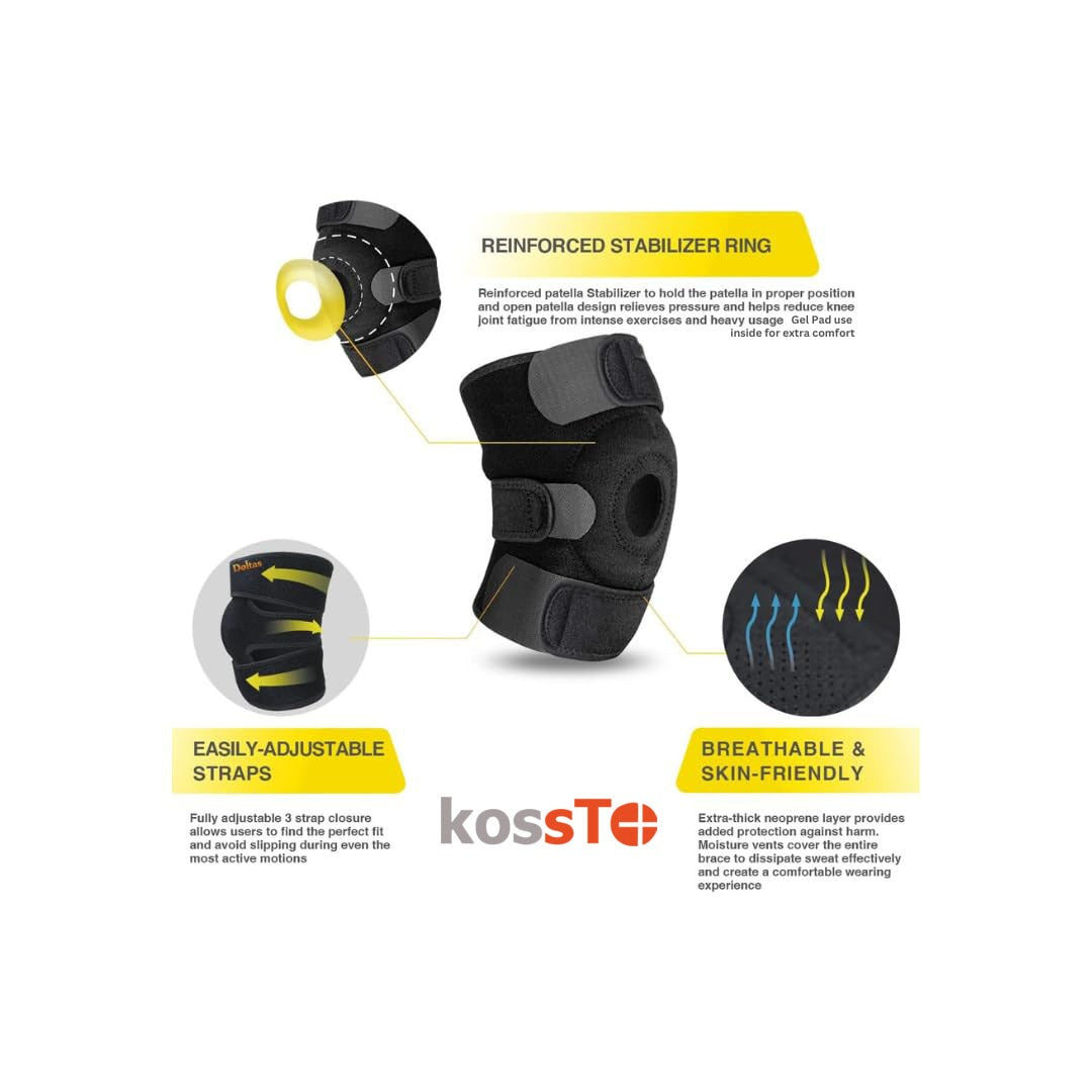 Kossto Open Patella Knee Brace with Adjustable Bi-Directional Straps