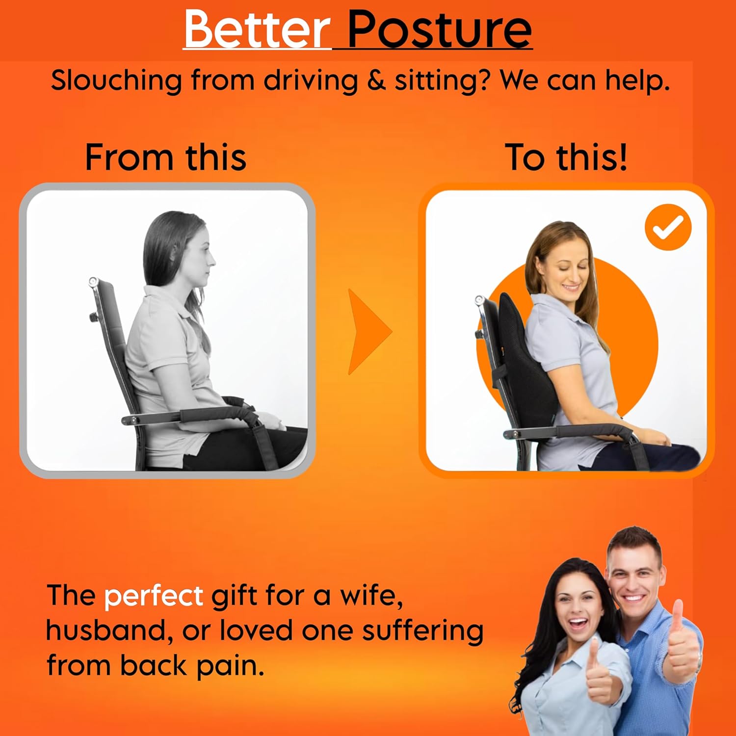 kossto Back Support for Office Chair – Orthopedic Lumbar Back Rest for Back Pain Relief
