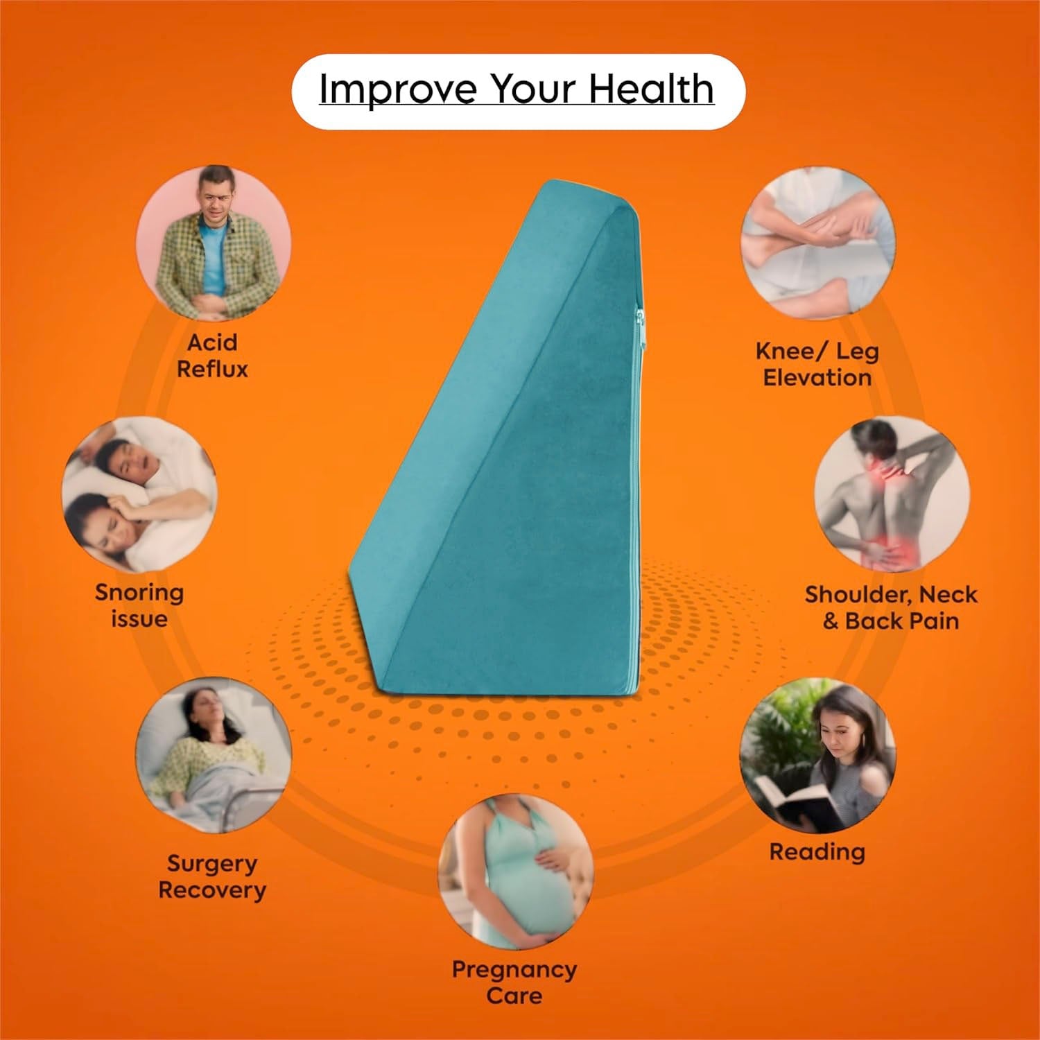 kossto Wedge Cushion | Wedge Pillow Memory Foam for Back Support