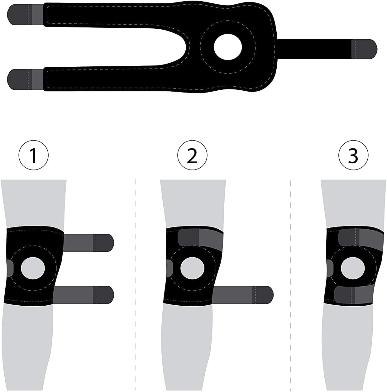 Kossto Open Patella Knee Brace with Adjustable Bi-Directional Straps