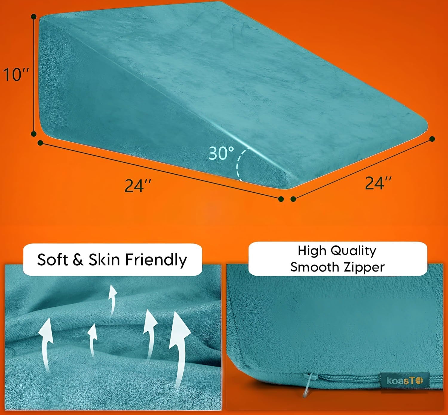 kossto Wedge Cushion | Wedge Pillow Memory Foam for Back Support