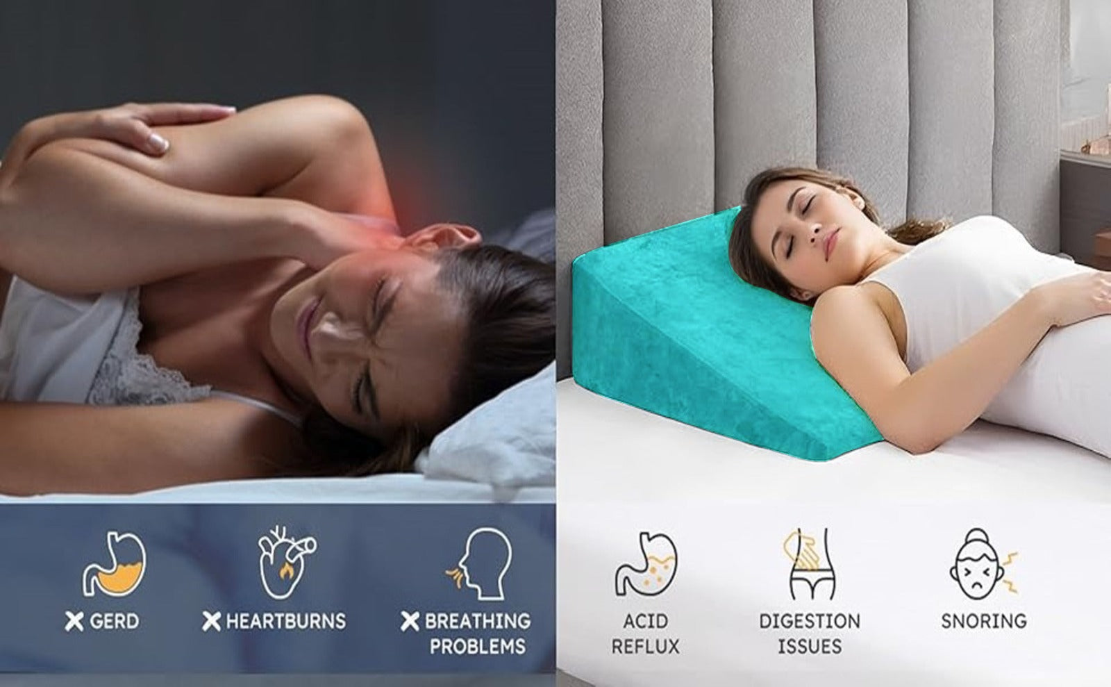 kossto Wedge Cushion | Wedge Pillow Memory Foam for Back Support