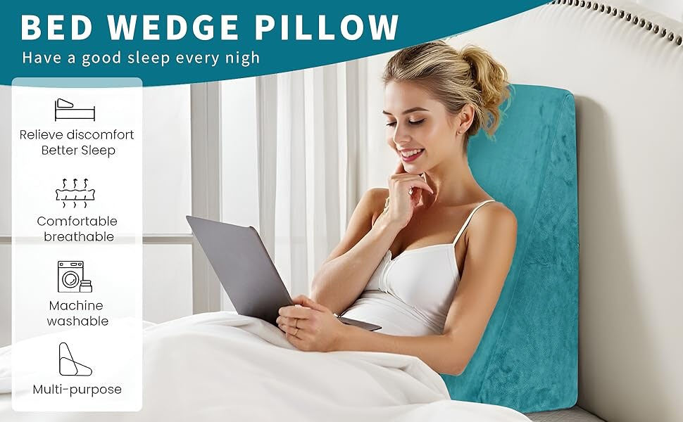 kossto Wedge Cushion | Wedge Pillow Memory Foam for Back Support